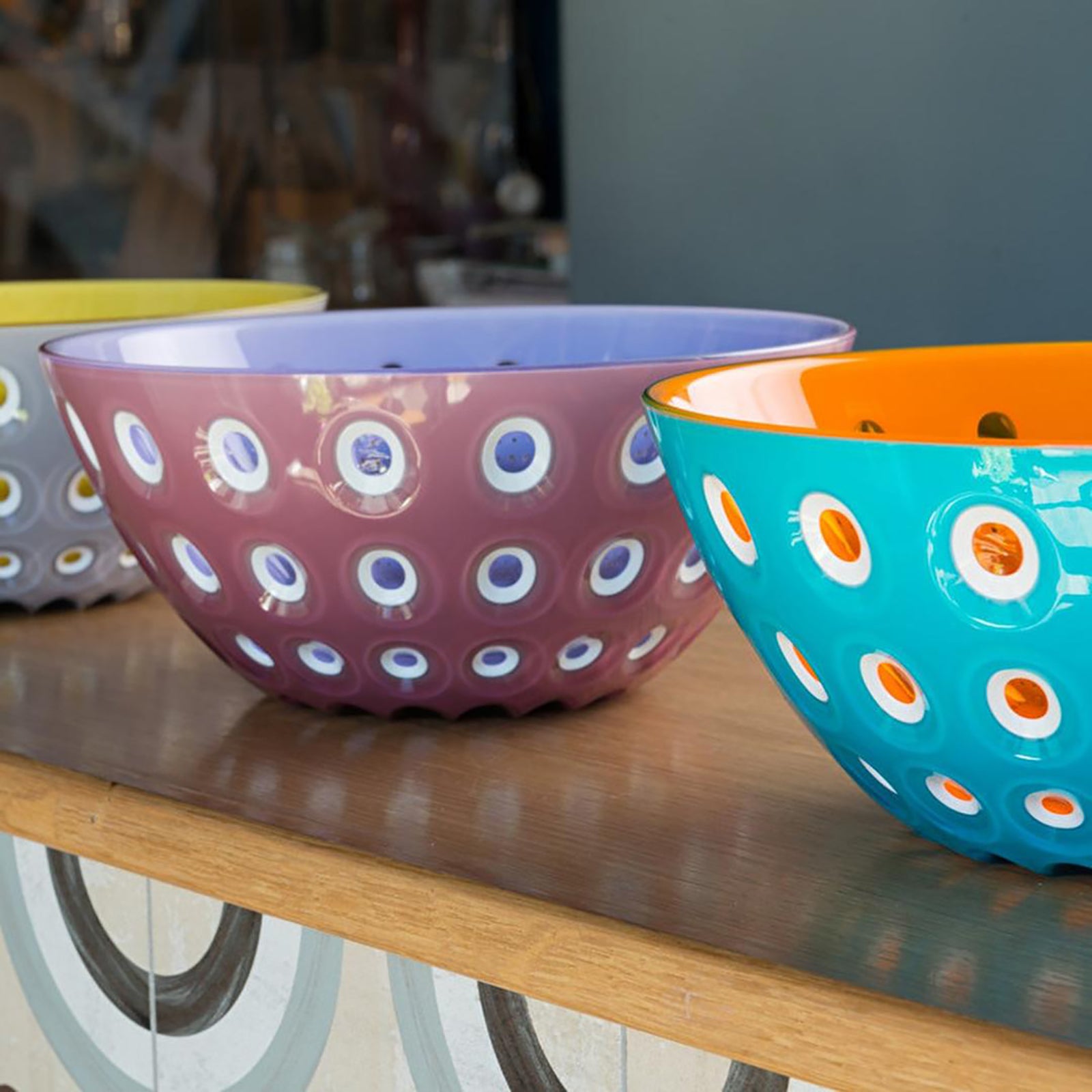 GUZZINI LE MURRINE KASE MAVİ TURUNCU 25 CM