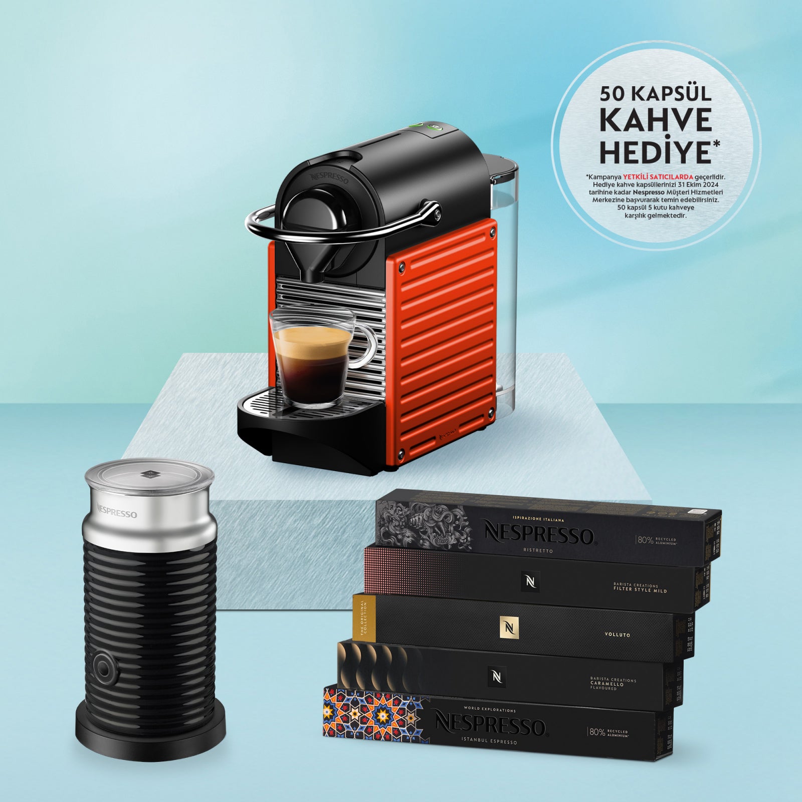 NESPRESSO D66R PIXIE KIRMIZI KAHVE MAK.VE SÜT KÖPÜRTÜCÜ AKS.
